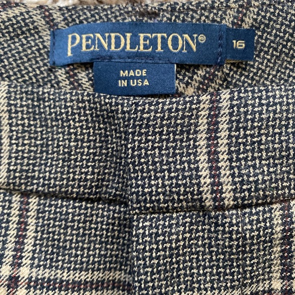 Pendleton Virgin Wool Plaid Pants Womens Size 16 Dress Casual Pants Brown - Picture 5 of 8